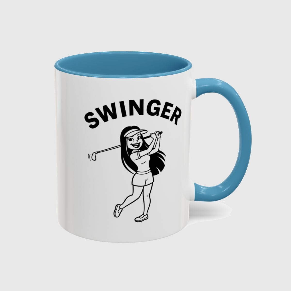Retro Swinger Women's Golf T-Shirt - Golf Mug in Light Blue