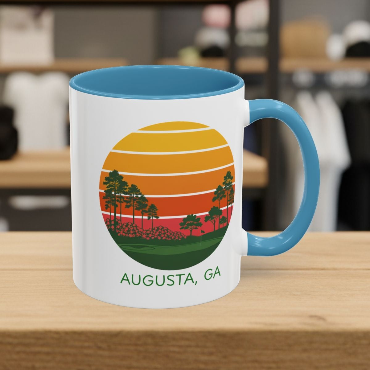 Retro Sunset - Augusta - Golf Mug in Light Blue