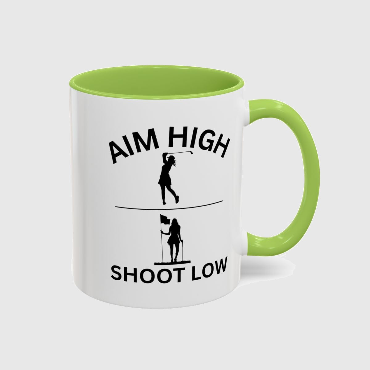 Aim High - Shoot Low (Female) - Golf Mug in Light Green