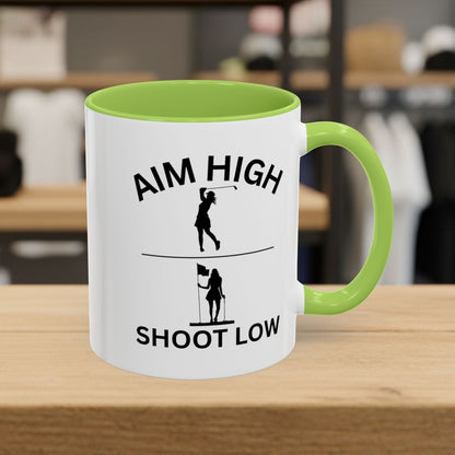 Aim High - Shoot Low (Female) - Golf Mug - 11oz in Light Green
