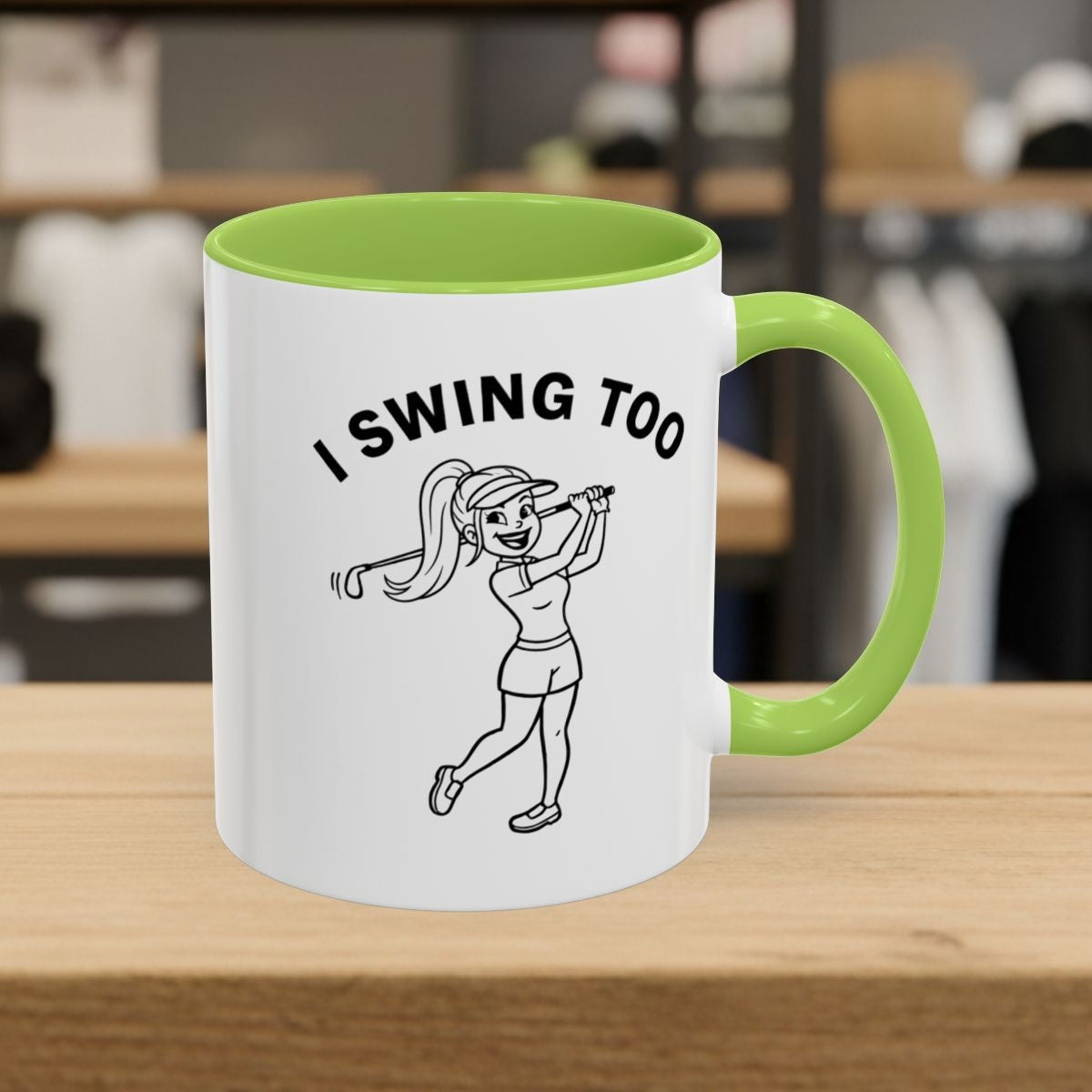 Retro I SWING TOO - Golf Mug - 11oz in Light Green