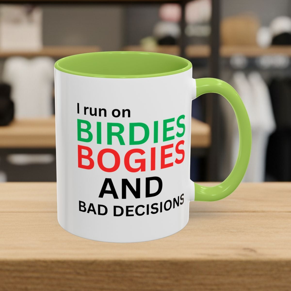 I run on... - Golf Mug - 11oz in Light Green
