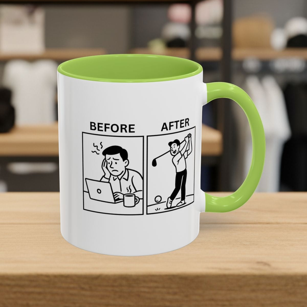 Before & After - Golf Mug - 11oz in Light Green