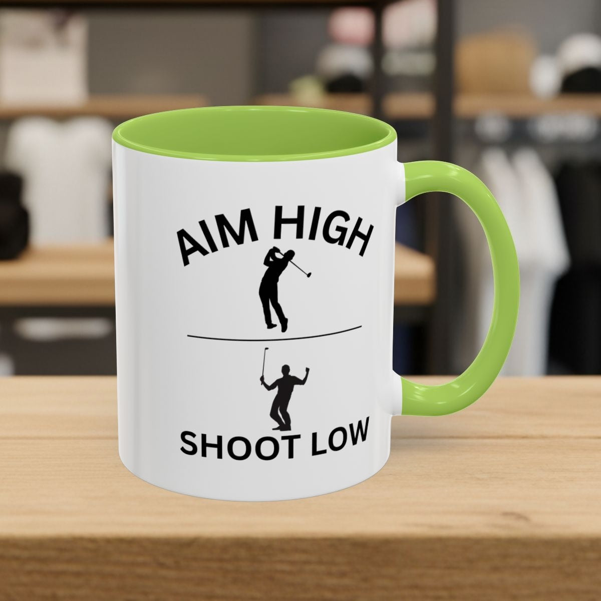 Aim High - Shoot Low (Male) - Golf Mug - 11oz in Light Green