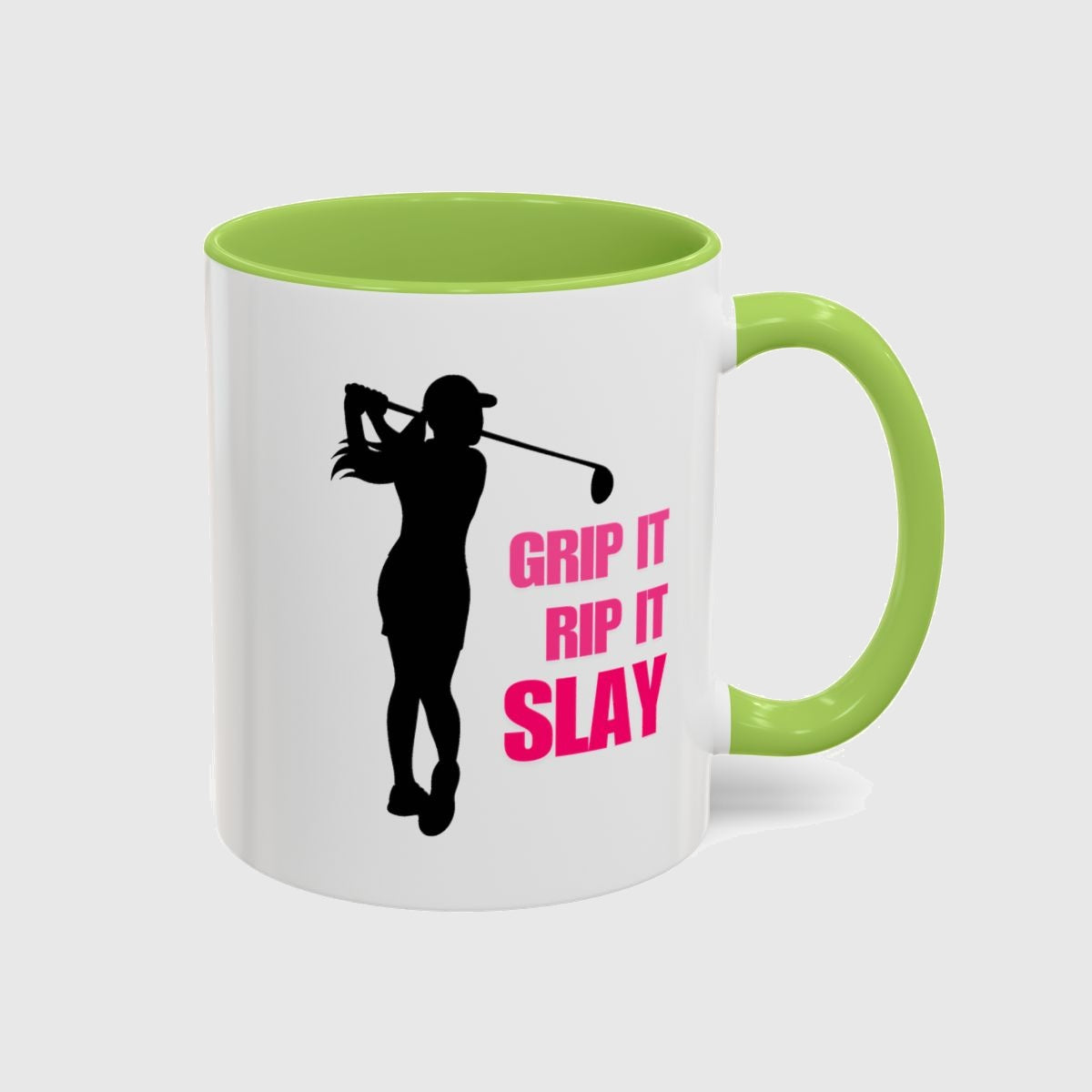GRIP IT, RIP IT, SLAY (Female) - Golf Mug in Light Green