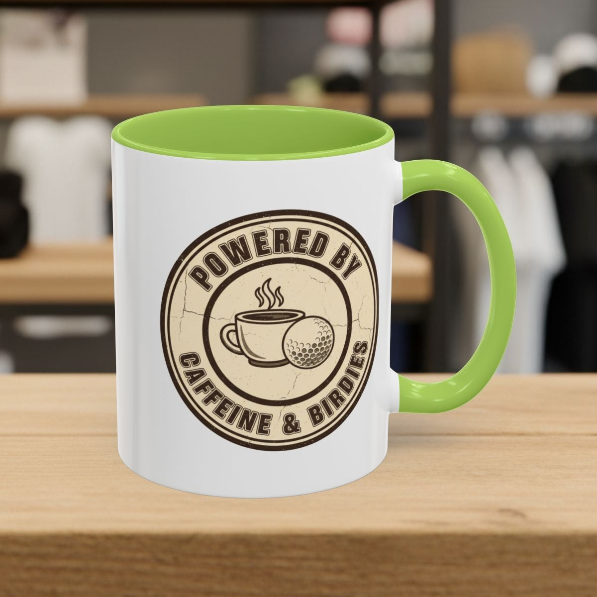 Powered by Caffeine & Birdies - Golf Mug - 11oz in Light Green
