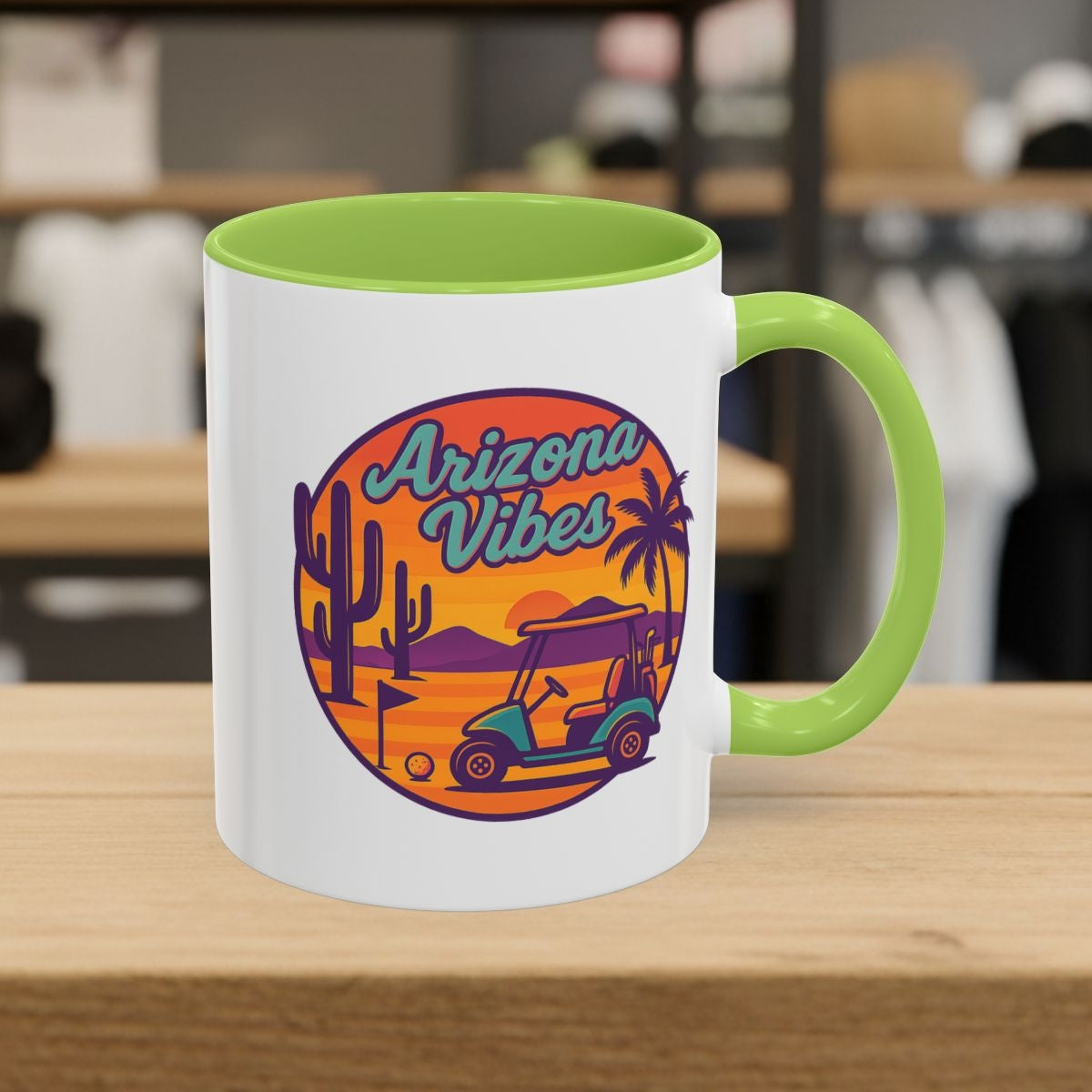 Golf Vibes - Arizona - Desert Edition Golf Destination - Golf Mug - 11oz in Light Green