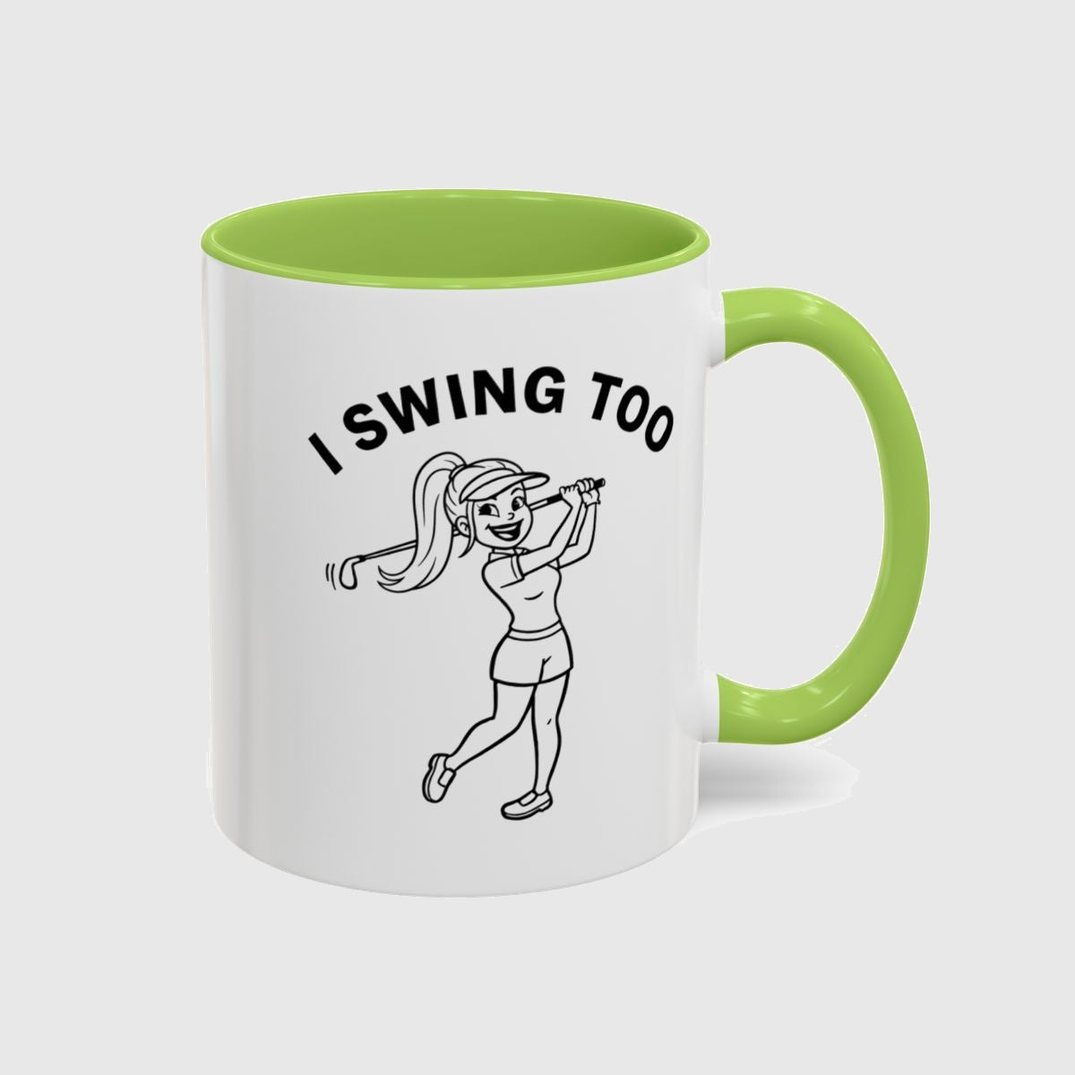 Retro I SWING TOO Women's Golf T-Shirt - Golf Mug in Light Green