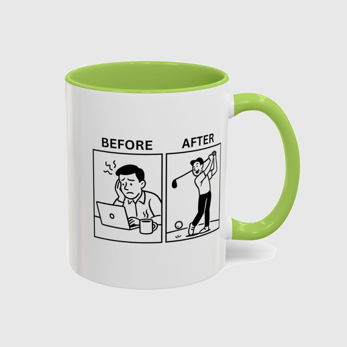 Before & After - Golf Mug in Light Green