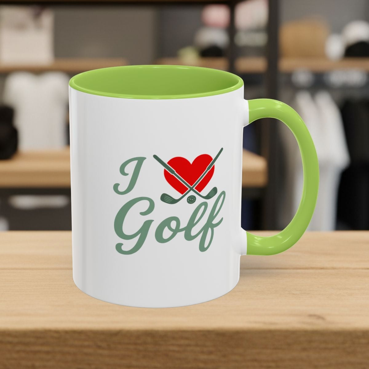 I Love Golf - Golf Mug - 11oz in Light Green