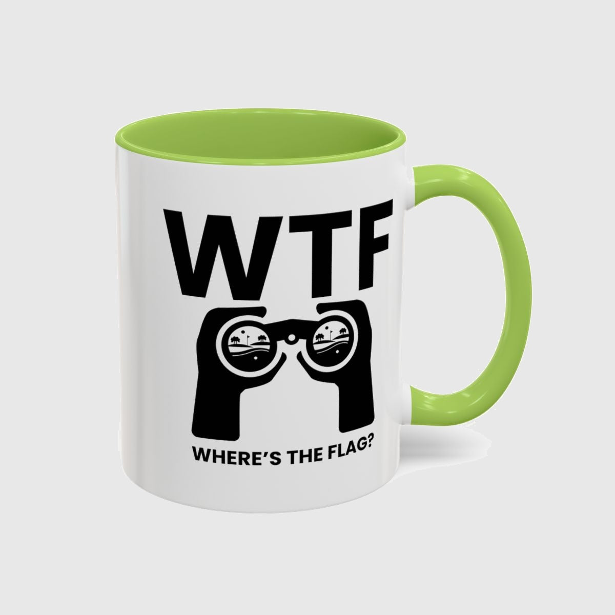 WTF - Where's the Flag - Golf Mug in Light Green