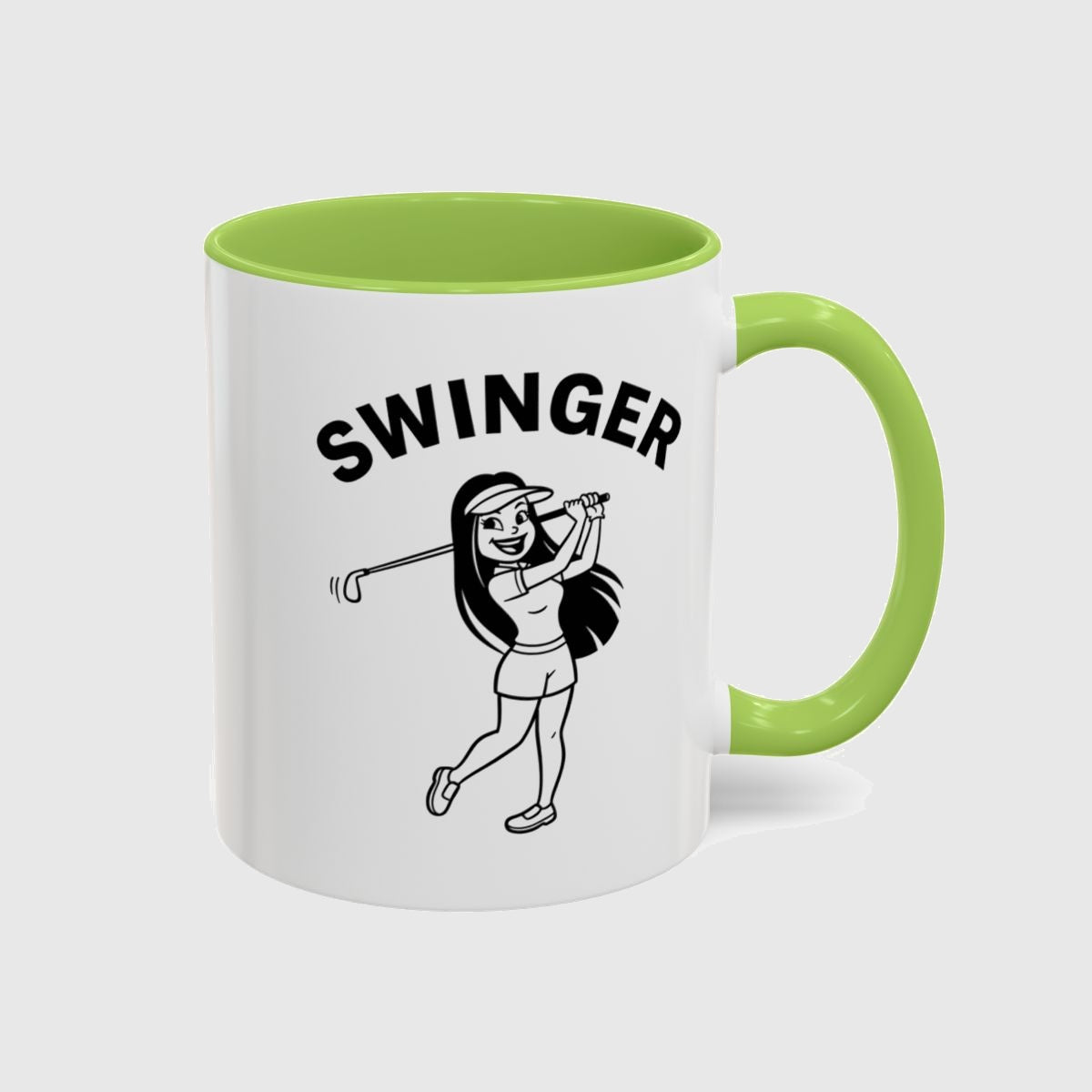 Retro Swinger Women's Golf T-Shirt - Golf Mug in Light Green