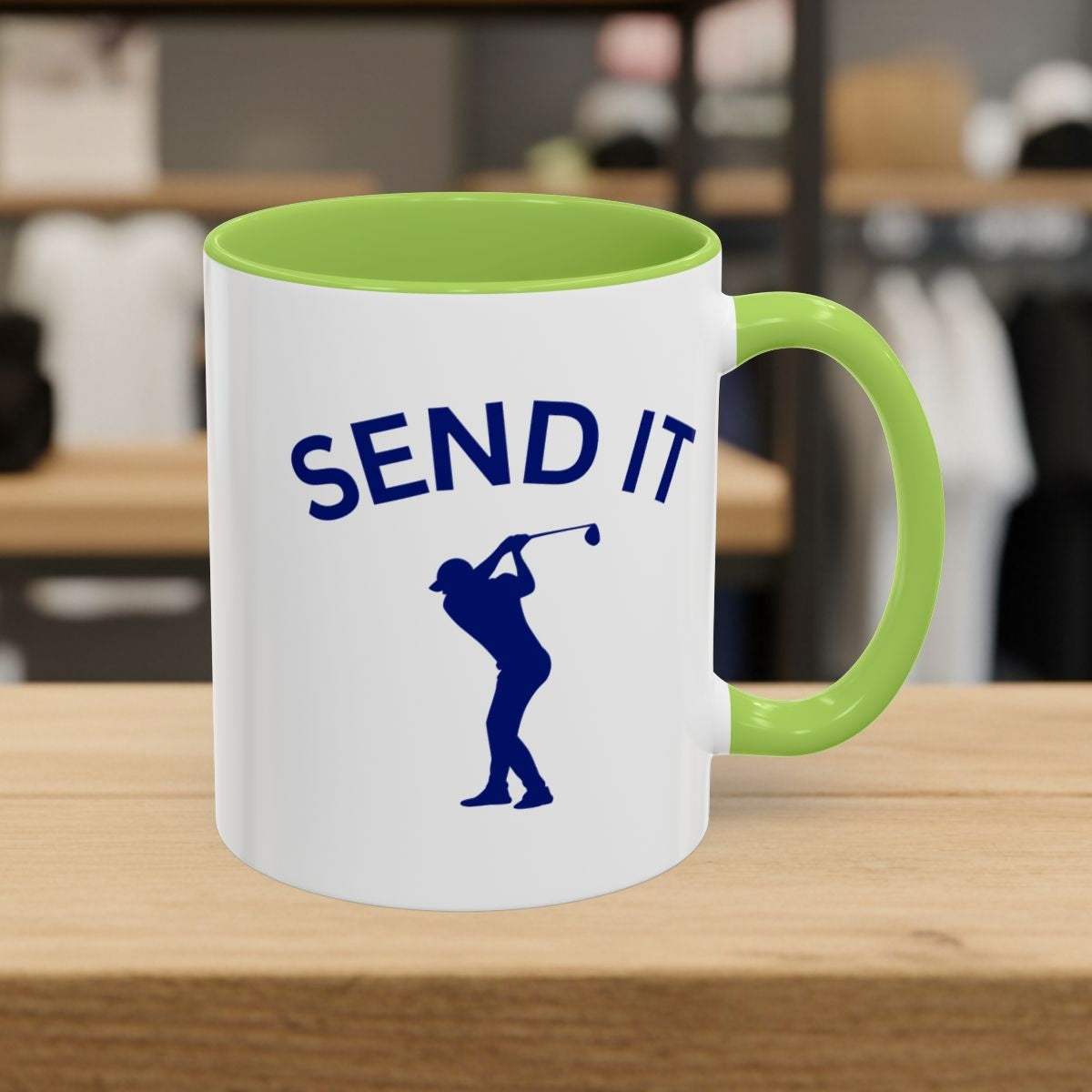 SEND IT (Male) - Golf Mug - 11oz in Light Green