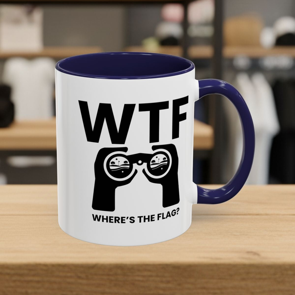 WTF - Where's the Flag - Golf Mug - 11oz in Navy