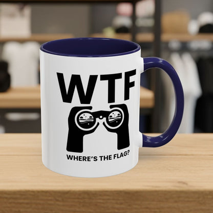 WTF - Where's the Flag - Golf Mug - 11oz in Navy