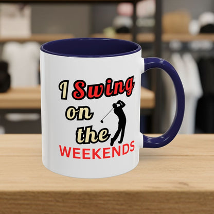 I Swing on the Weekends - Golf Mug - 11oz in Navy