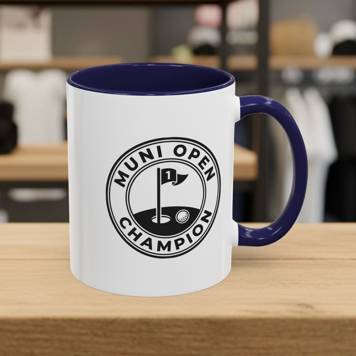 MUNI OPEN CHAMPION - MUNICIPAL GOLF COURSE MUG in Navy