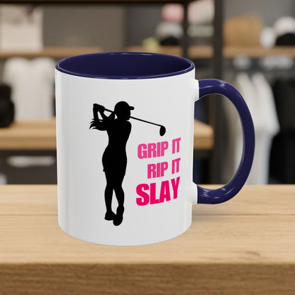 GRIP IT, RIP IT, SLAY (Female) - Golf Mug - 11oz in Navy