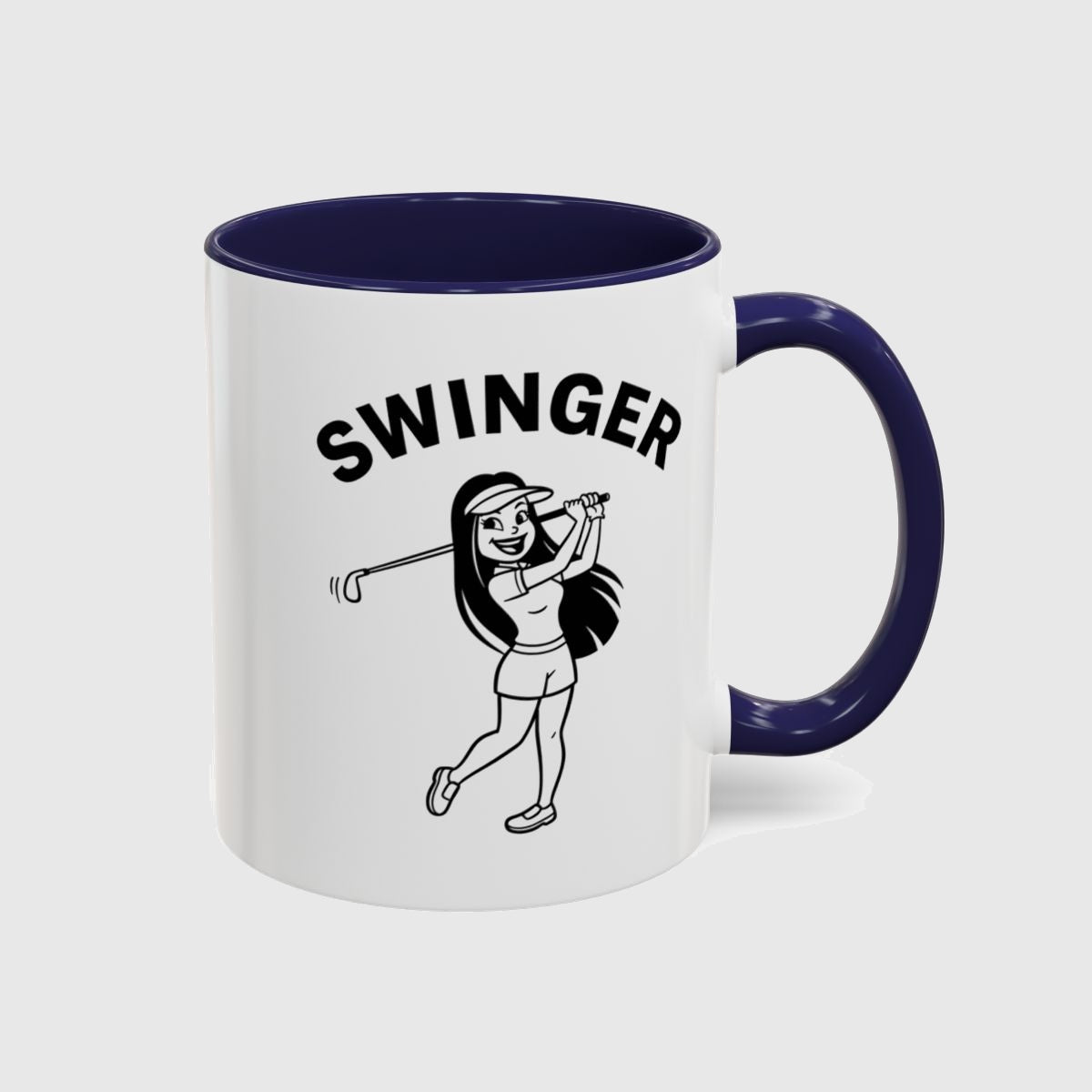 Retro Swinger Women's Golf T-Shirt - Golf Mug in Navy