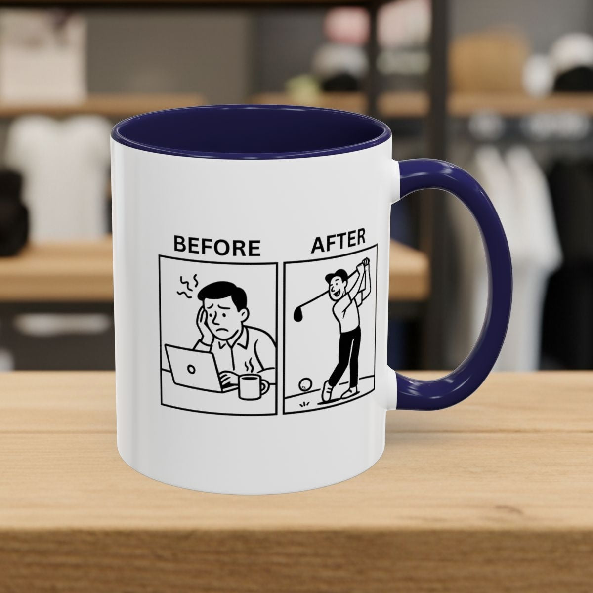 Before & After - Golf Mug - 11oz in Navy