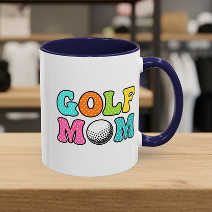 BUBBLY GOLF MOM, Polka Dot Pop - Golf Mug in Navy
