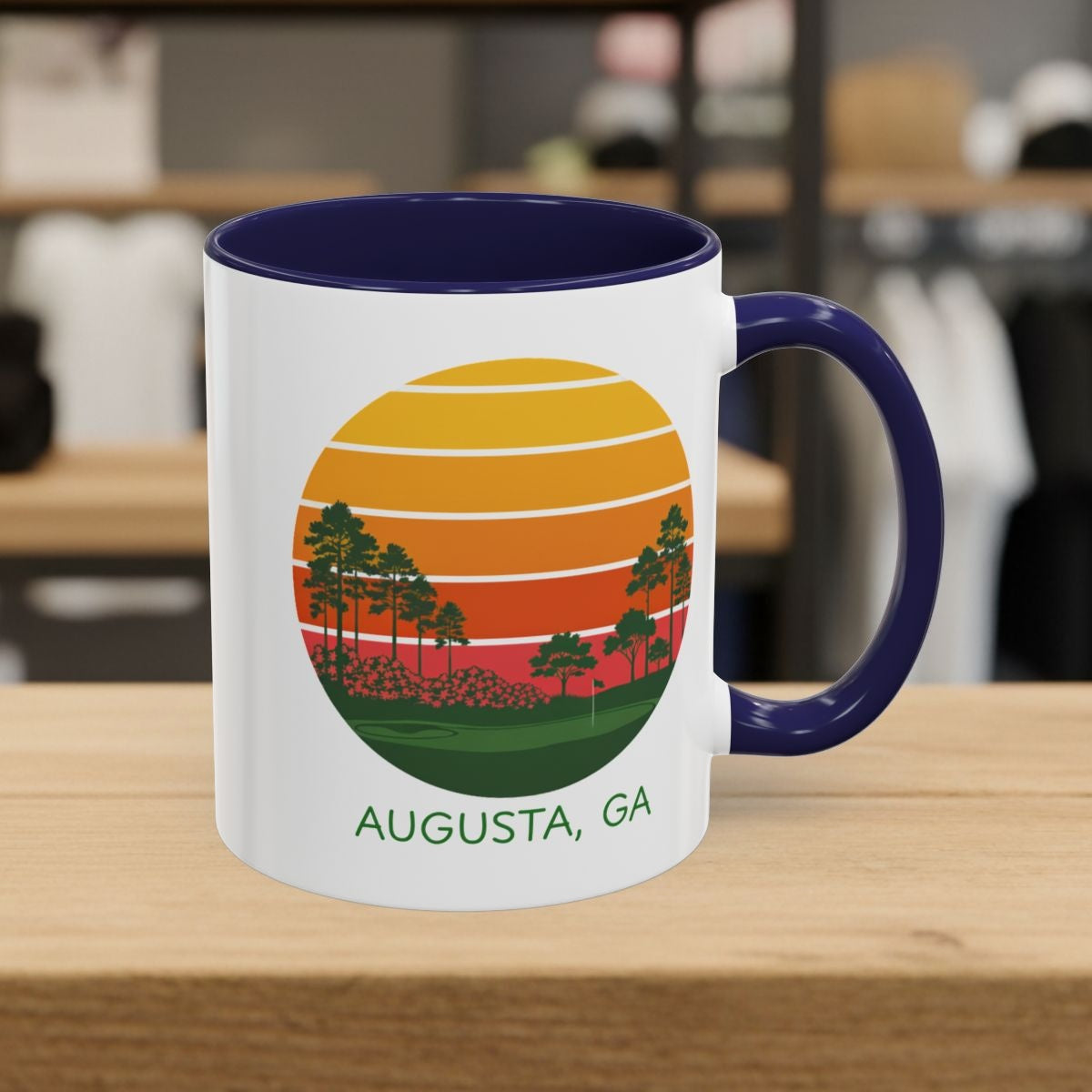 Retro Sunset - Augusta - Golf Mug in Navy