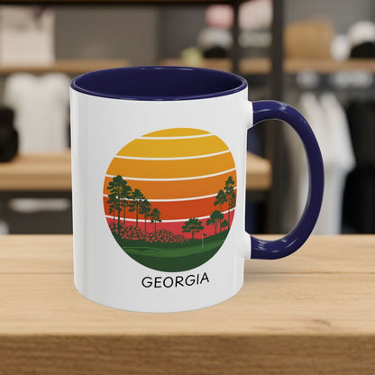 Retro Sunset - Georgia - Golf Mug - 11oz in Navy