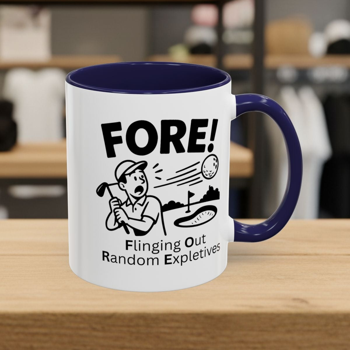 FORE! - Flinging Out Random Expletives! - Golf Mug - 11oz in Navy