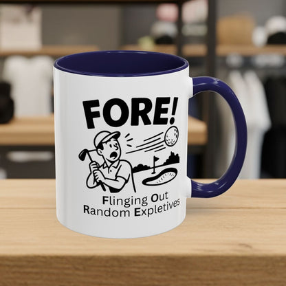 FORE! - Flinging Out Random Expletives! - Golf Mug - 11oz in Navy