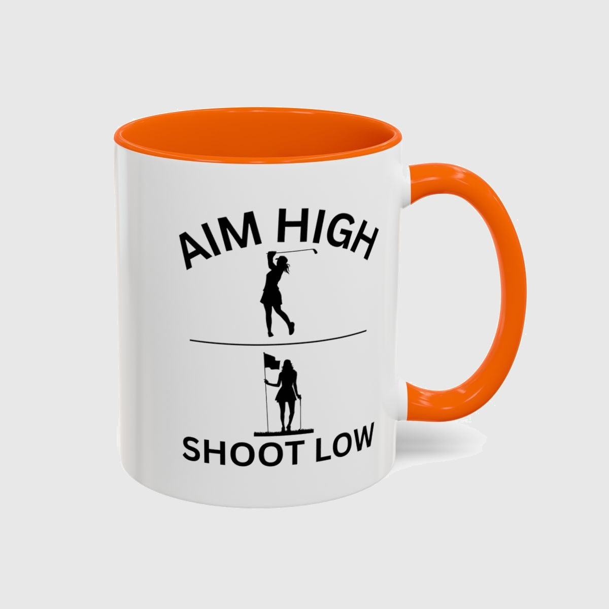 Aim High - Shoot Low (Female) - Golf Mug in Orange