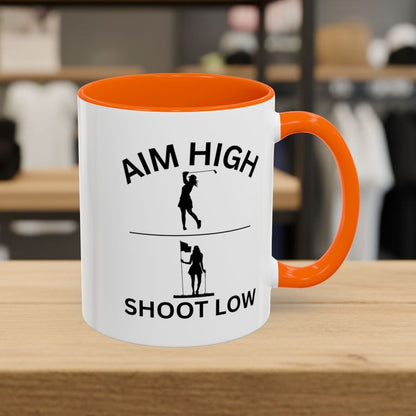Aim High - Shoot Low (Female) - Golf Mug - 11oz in Orange
