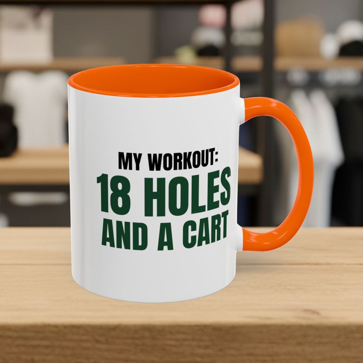 My Workout: 18 Holes - Golf Mug in Orange