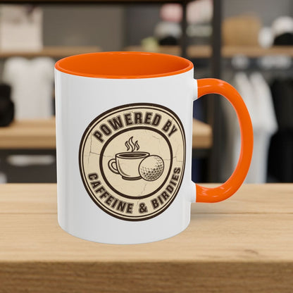 Powered by Caffeine & Birdies - Golf Mug - 11oz in Orange