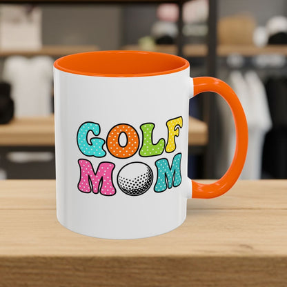 BUBBLY GOLF MOM, Polka Dot Pop - Golf Mug in Orange