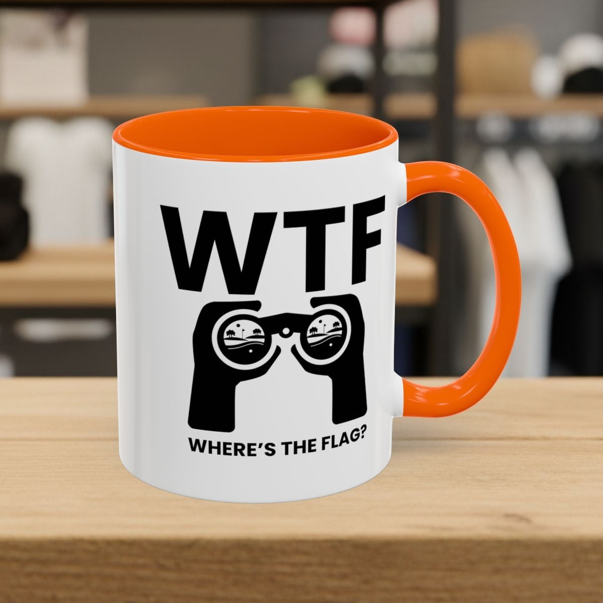 WTF - Where's the Flag - Golf Mug - 11oz in Orange