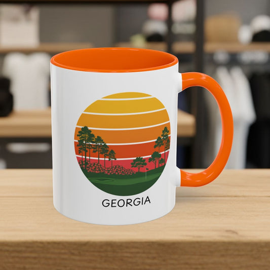 Retro Sunset - Georgia - Golf Mug - 11oz in Orange