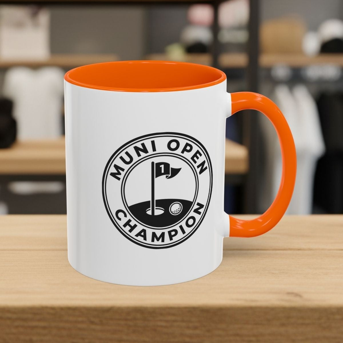 MUNI OPEN CHAMPION - MUNICIPAL GOLF COURSE MUG in Orange
