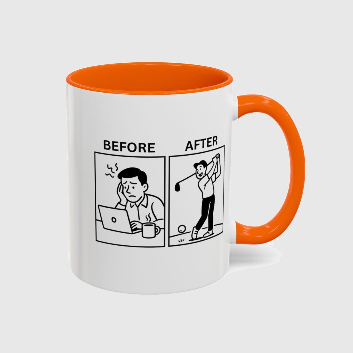 Before & After - Golf Mug in Orange