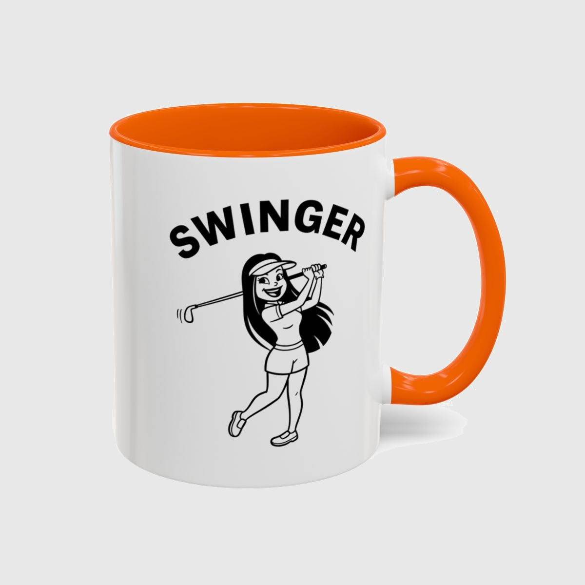 Retro Swinger Women's Golf T-Shirt - Golf Mug in Orange