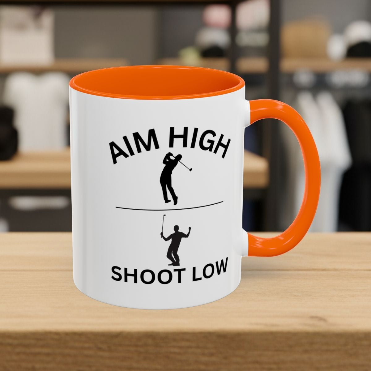 Aim High - Shoot Low (Male) - Golf Mug - 11oz in Orange