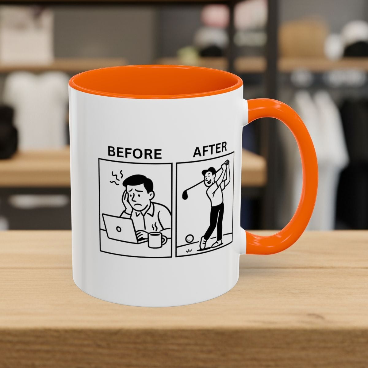 Before & After - Golf Mug - 11oz in Orange