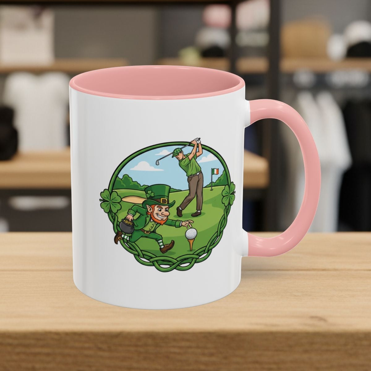 The Leprechaun Stole My Ball! - Golf Mug - 11oz in Pink
