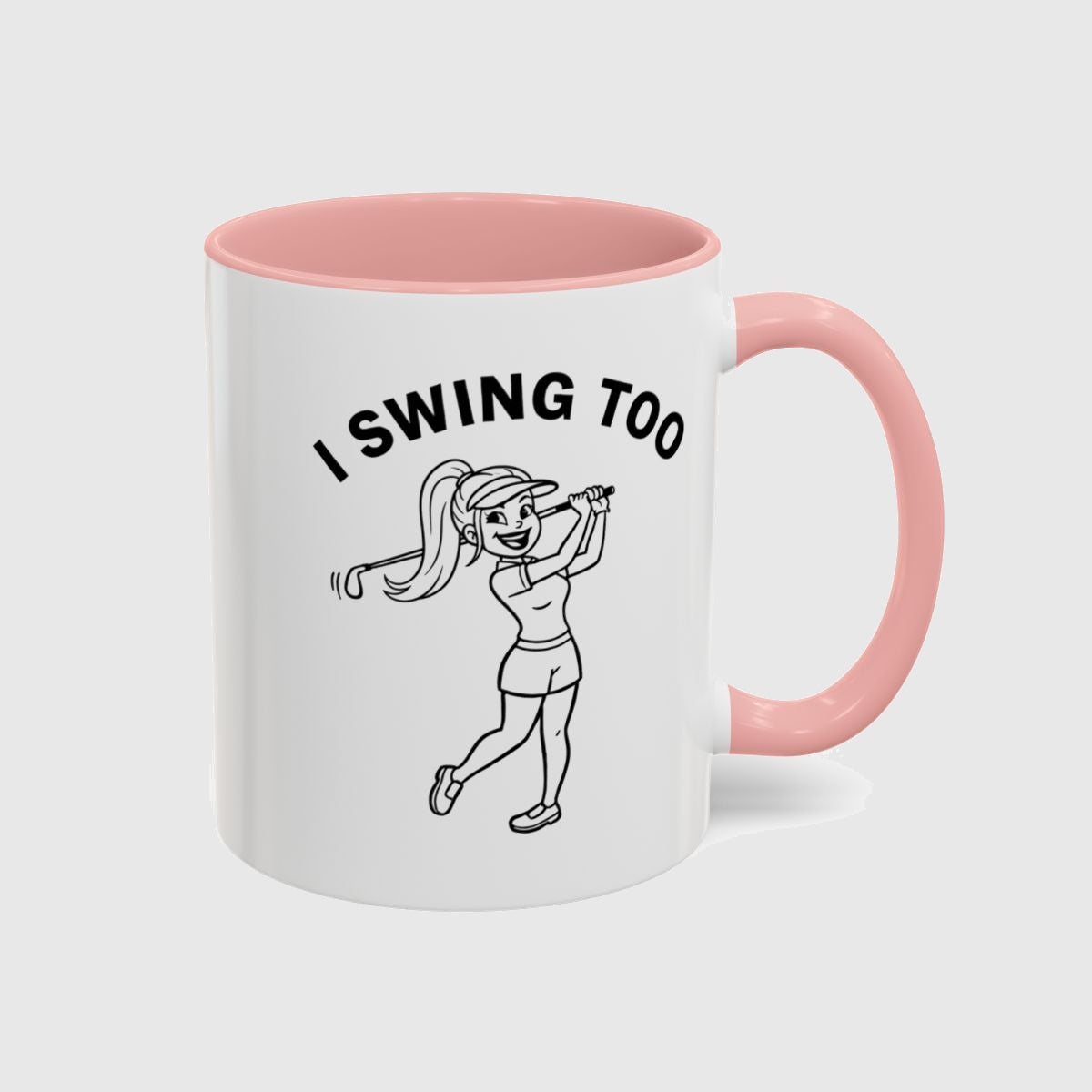 Retro I SWING TOO Women's Golf T-Shirt - Golf Mug in Pink