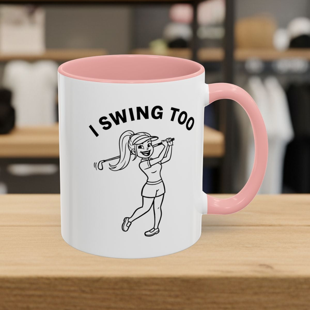 Retro I SWING TOO - Golf Mug - 11oz in Pink