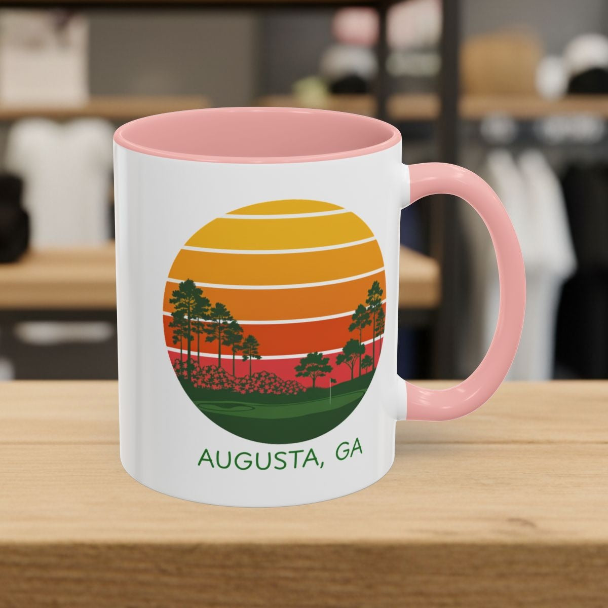 Retro Sunset - Augusta - Golf Mug in Pink