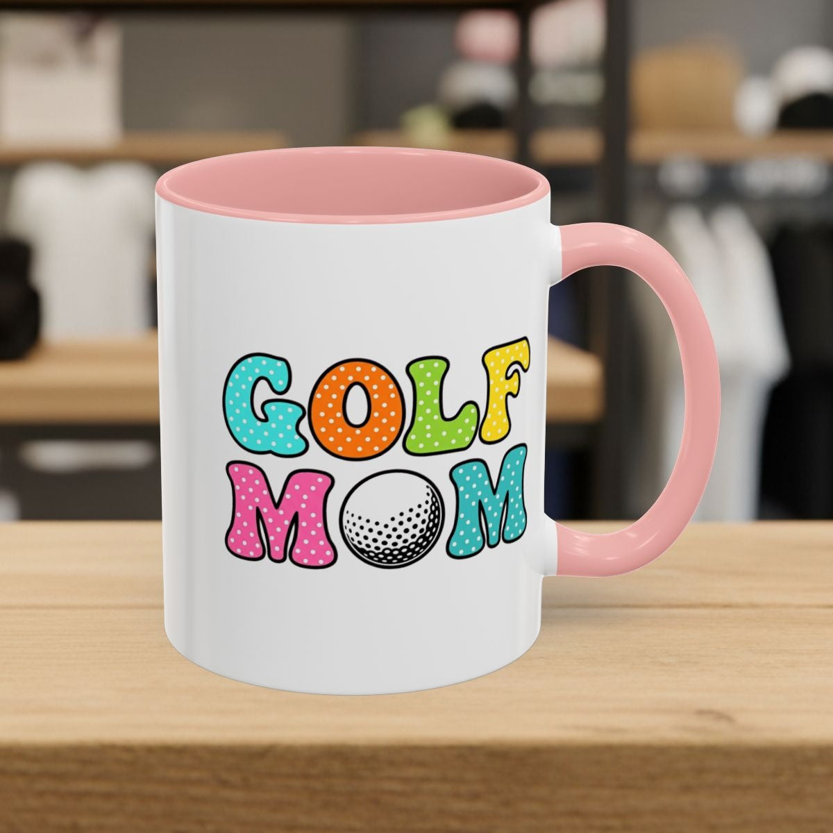 BUBBLY GOLF MOM, Polka Dot Pop - Golf Mug in Pink