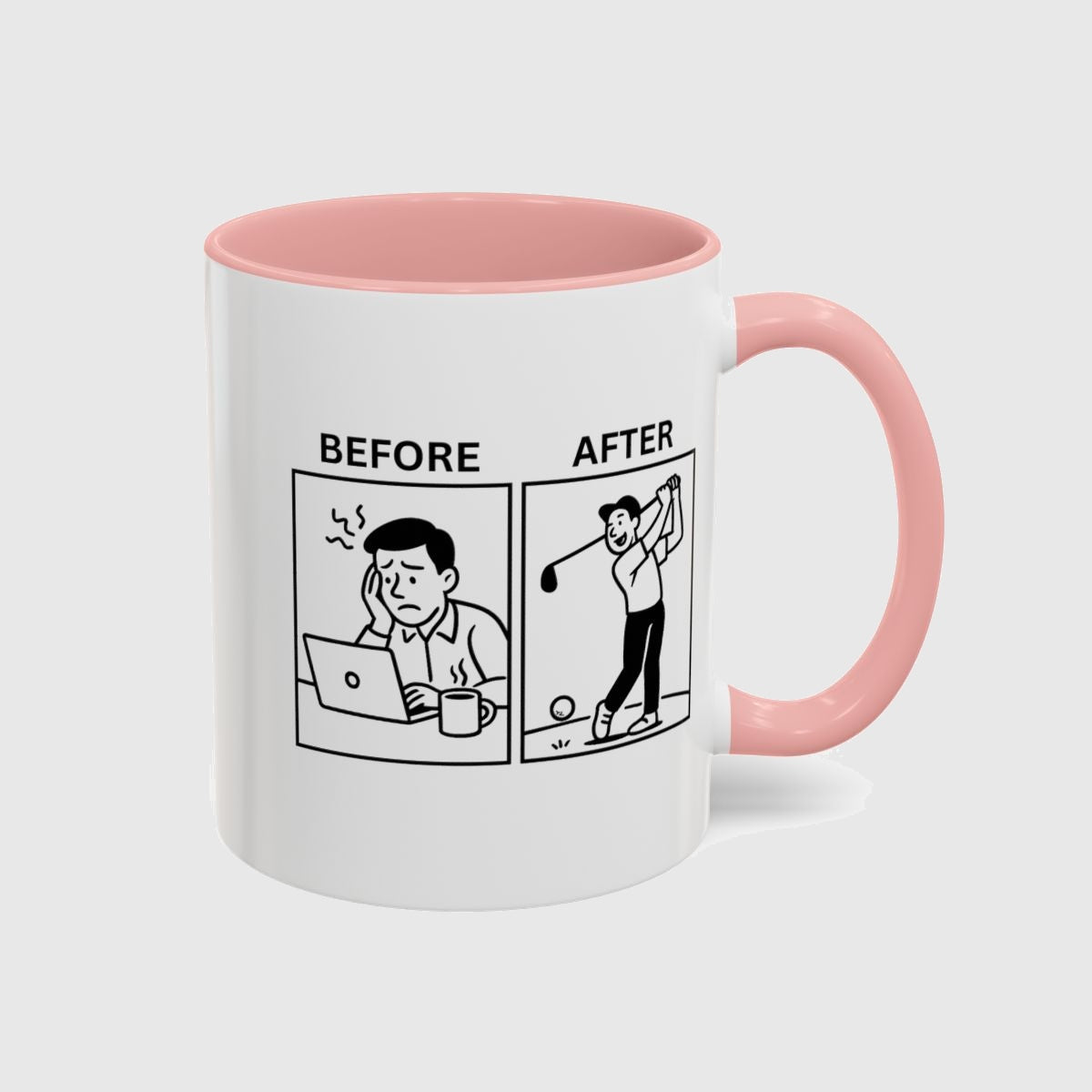 Before & After - Golf Mug in Pink
