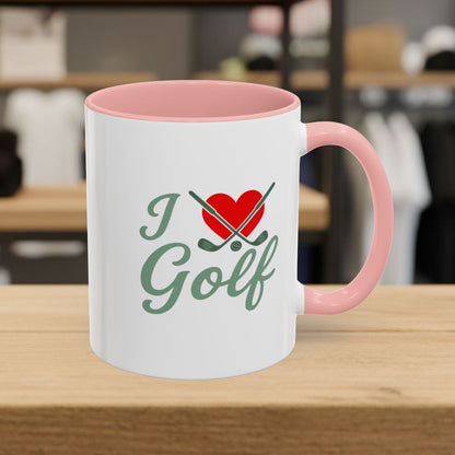 I Love Golf - Golf Mug - 11oz in Pink