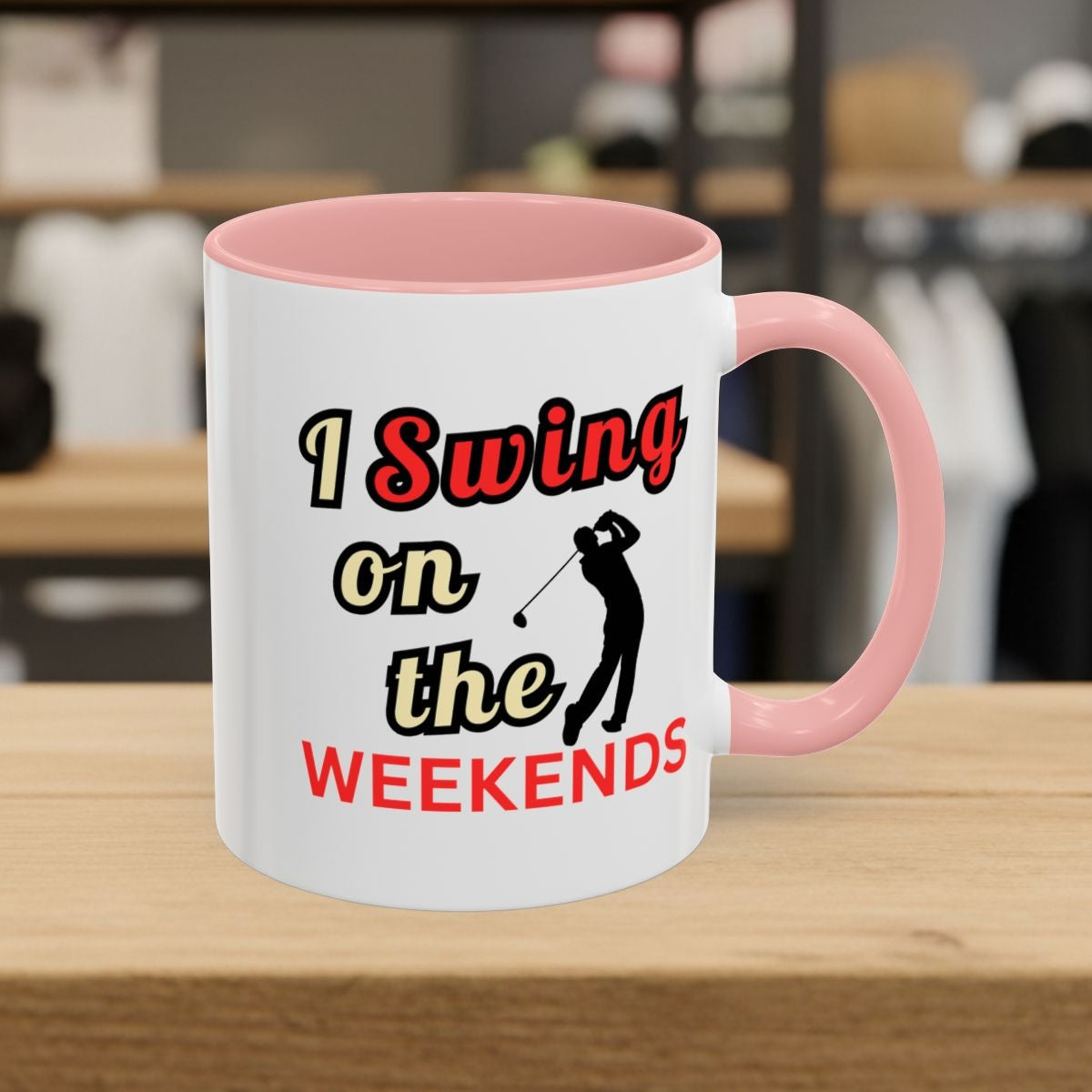 I Swing on the Weekends - Golf Mug - 11oz in Pink