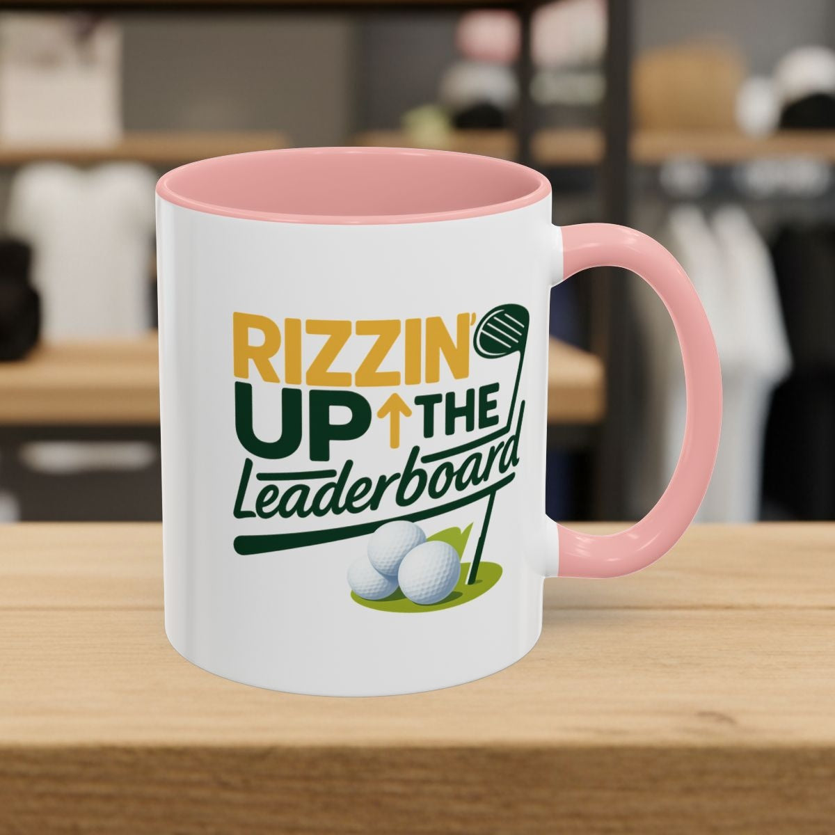 Rizzin' Up The Leaderboard - Golf Mug - 11oz in Pink